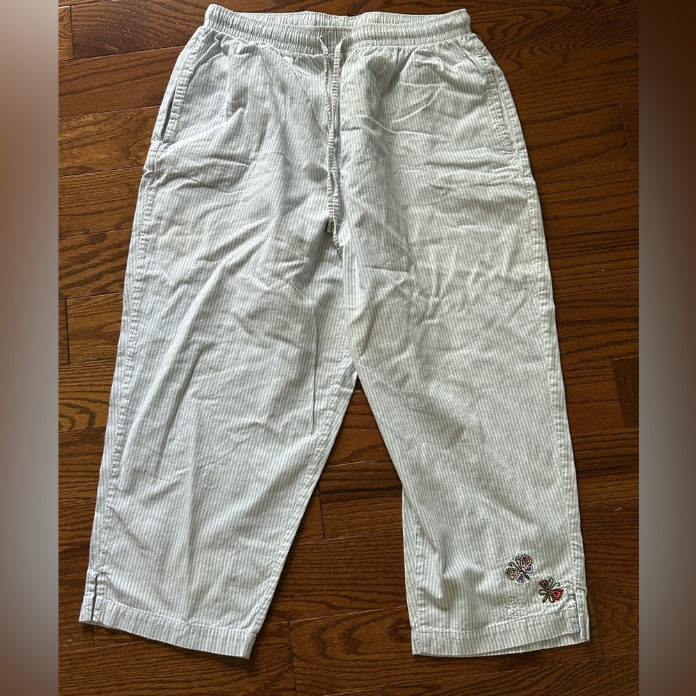 Vintage Capacity Striped Casual Cotton Capris/Pants Sz L